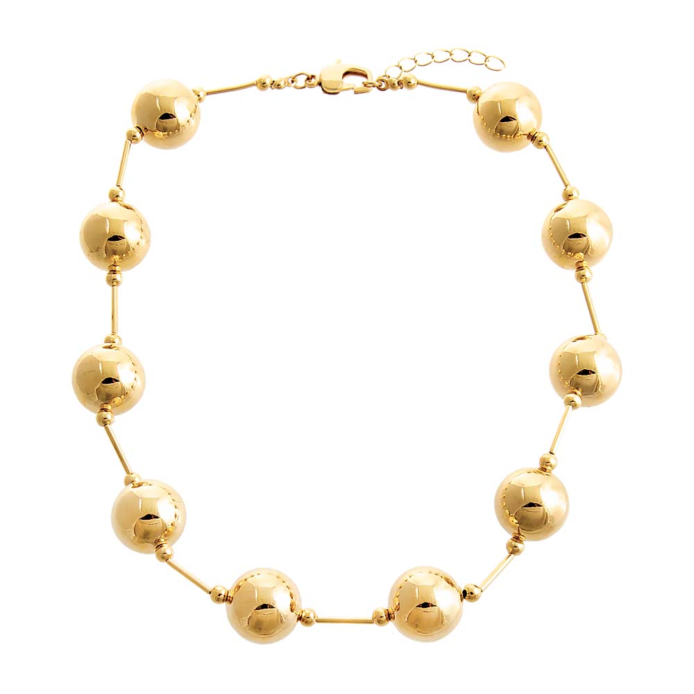  Solid Large Ball X Bar Necklace - Adina's Jewels
