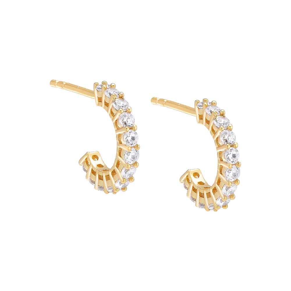 Gold / Single Tiny CZ Hoop Earring - Adina's Jewels