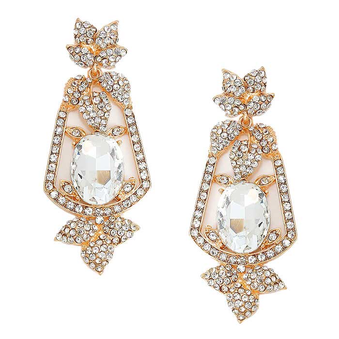 Gold Oval Crystal Rhinestone Leaf Evening Earrings. Look like the ultimate fashionista with these Earrings! Add something special to your outfit this Valentine! special It will be your new favorite accessory. Perfect Birthday Gift, Anniversary Gift, Mother's Day Gift, Graduation Gift, Valentine's Day Gift.