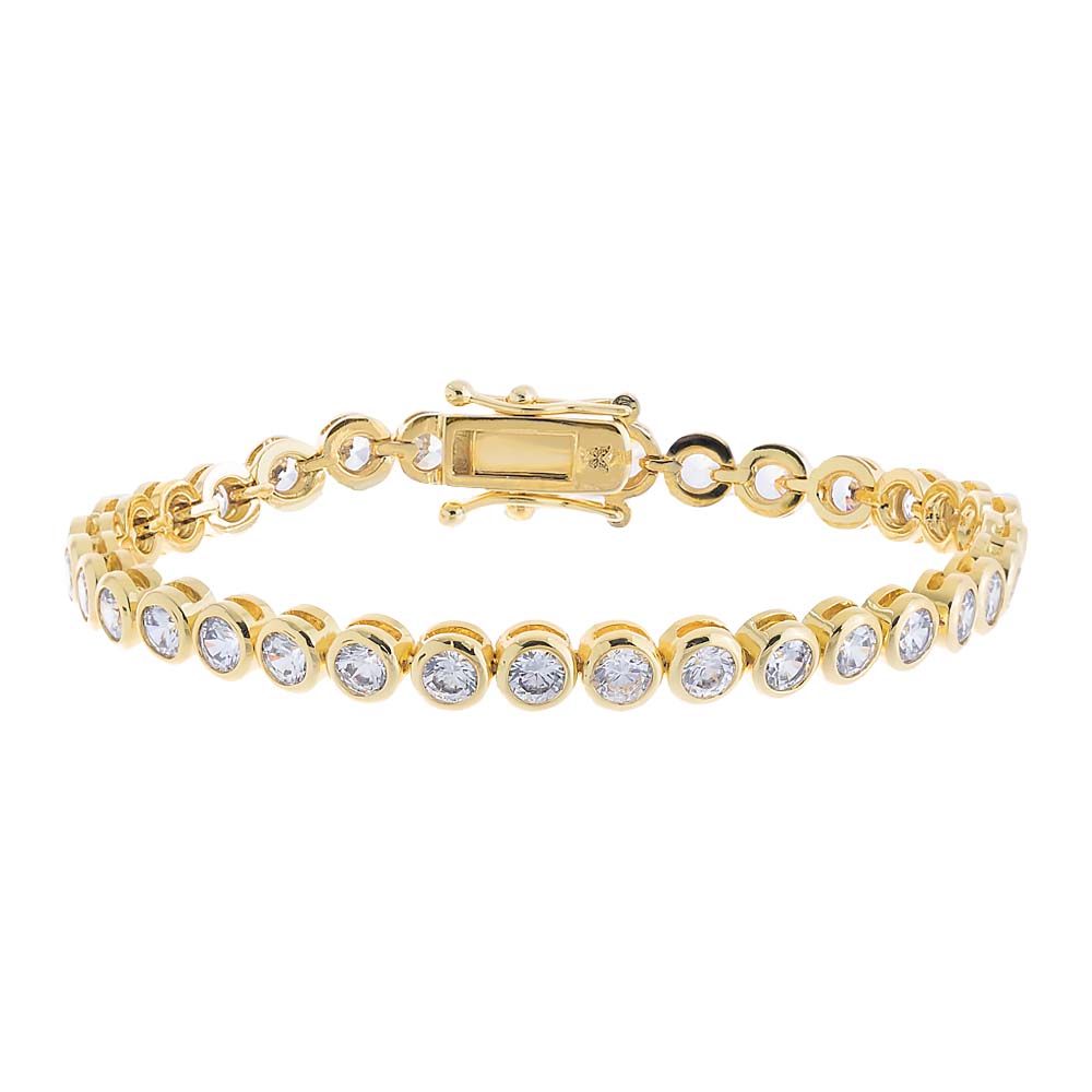 Gold / 7" / 4MM Bezel Tennis Bracelet - Adina's Jewels