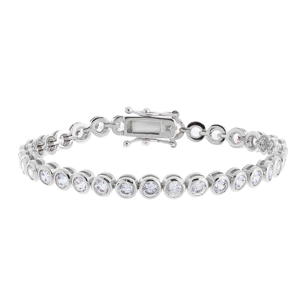 Silver / 7" / 4MM Bezel Tennis Bracelet - Adina's Jewels