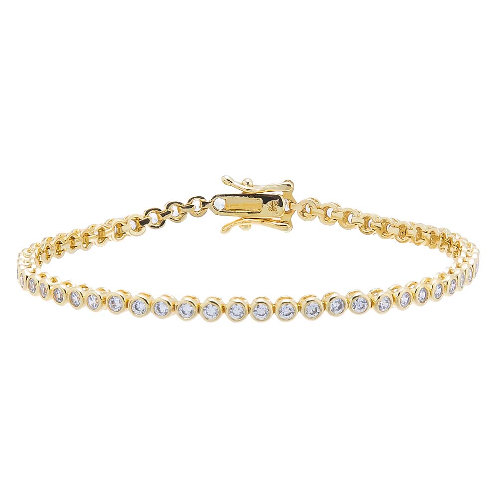 Gold / 6.5" / 2MM Bezel Tennis Bracelet - Adina's Jewels