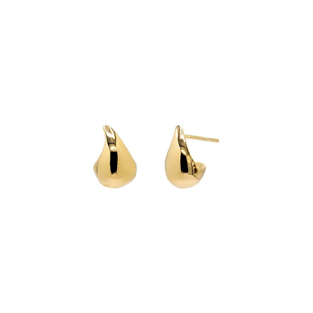 Gold / 11MM Solid Curved Teardrop Hoop Earring - Adina's Jewels