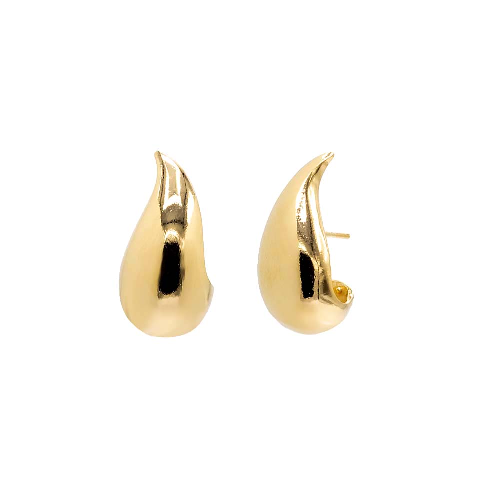 Gold / 25MM Solid Curved Teardrop Hoop Earring - Adina's Jewels