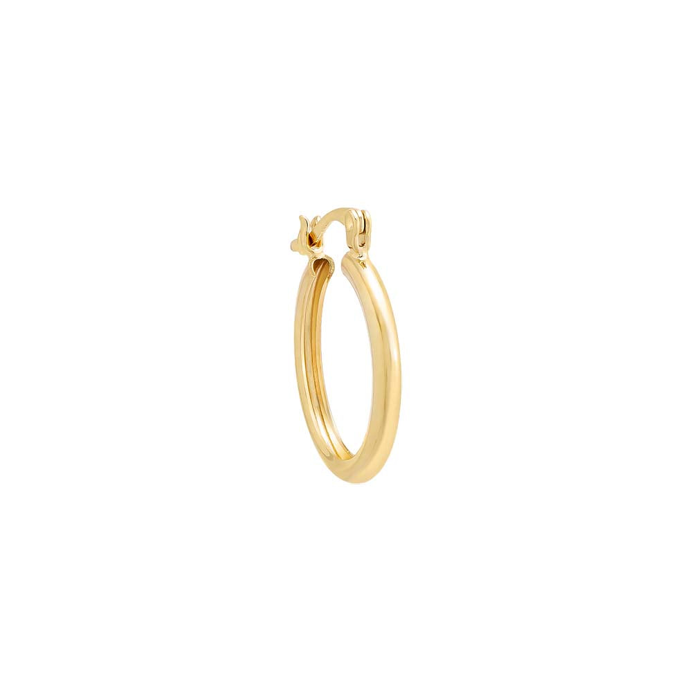Gold / 20MM / Single Thin Solid Tube Huggie Earring - Adina's Jewels