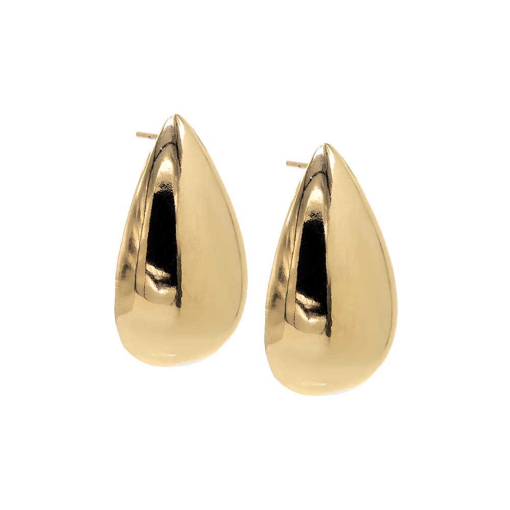 Gold Chunky Solid Teardrop Stud Earring - Adina's Jewels