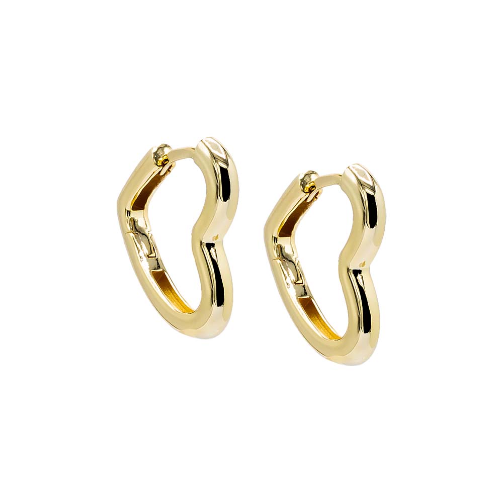 Gold / 19MM Solid Open Heart Huggie Earring - Adina's Jewels