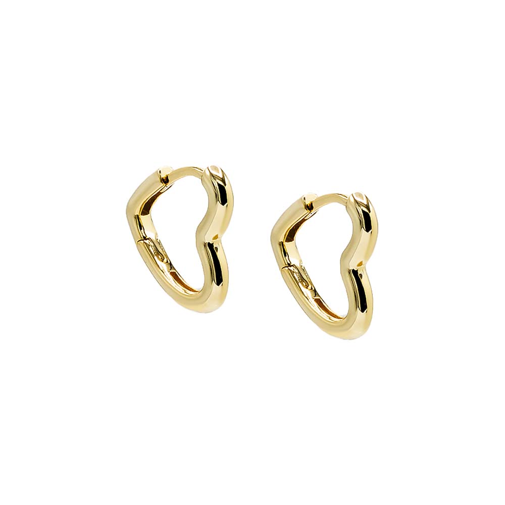 Gold / 12MM Solid Open Heart Huggie Earring - Adina's Jewels