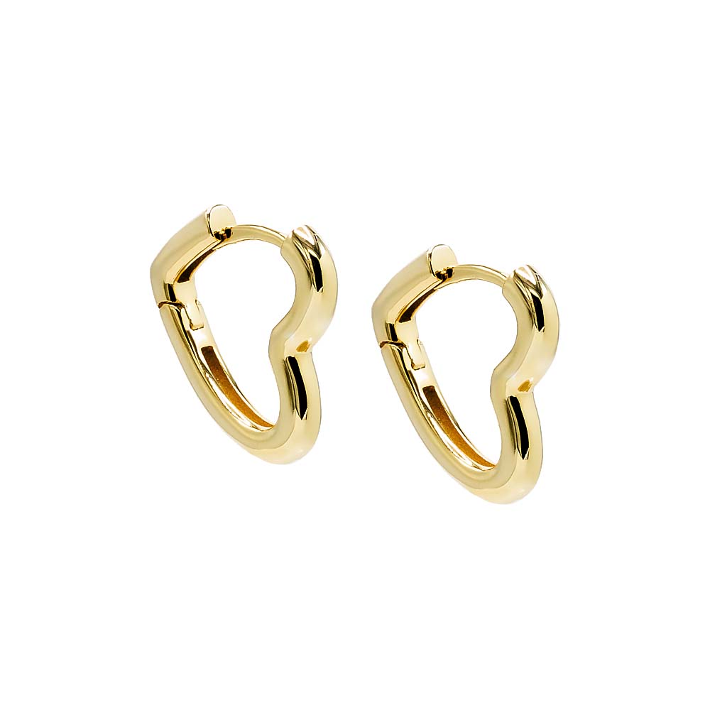 Gold / 15MM Solid Open Heart Huggie Earring - Adina's Jewels
