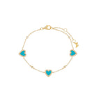 Turquoise Pavé Multi Heart Stone Bracelet - Adina's Jewels