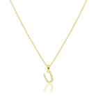 Gold U Stainless Steel CZ Stone Paved Monogram Pendant Necklace features a stunning and unique design. The high-quality stainless steel construction and CZ stone pave detailing ensures durability and add a touch of elegance. Perfect for accessorizing any outfit and making a personalized statement.