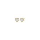 Mother of Pearl / Pair Colored Stone Pavé Heart Stud Earring - Adina's Jewels