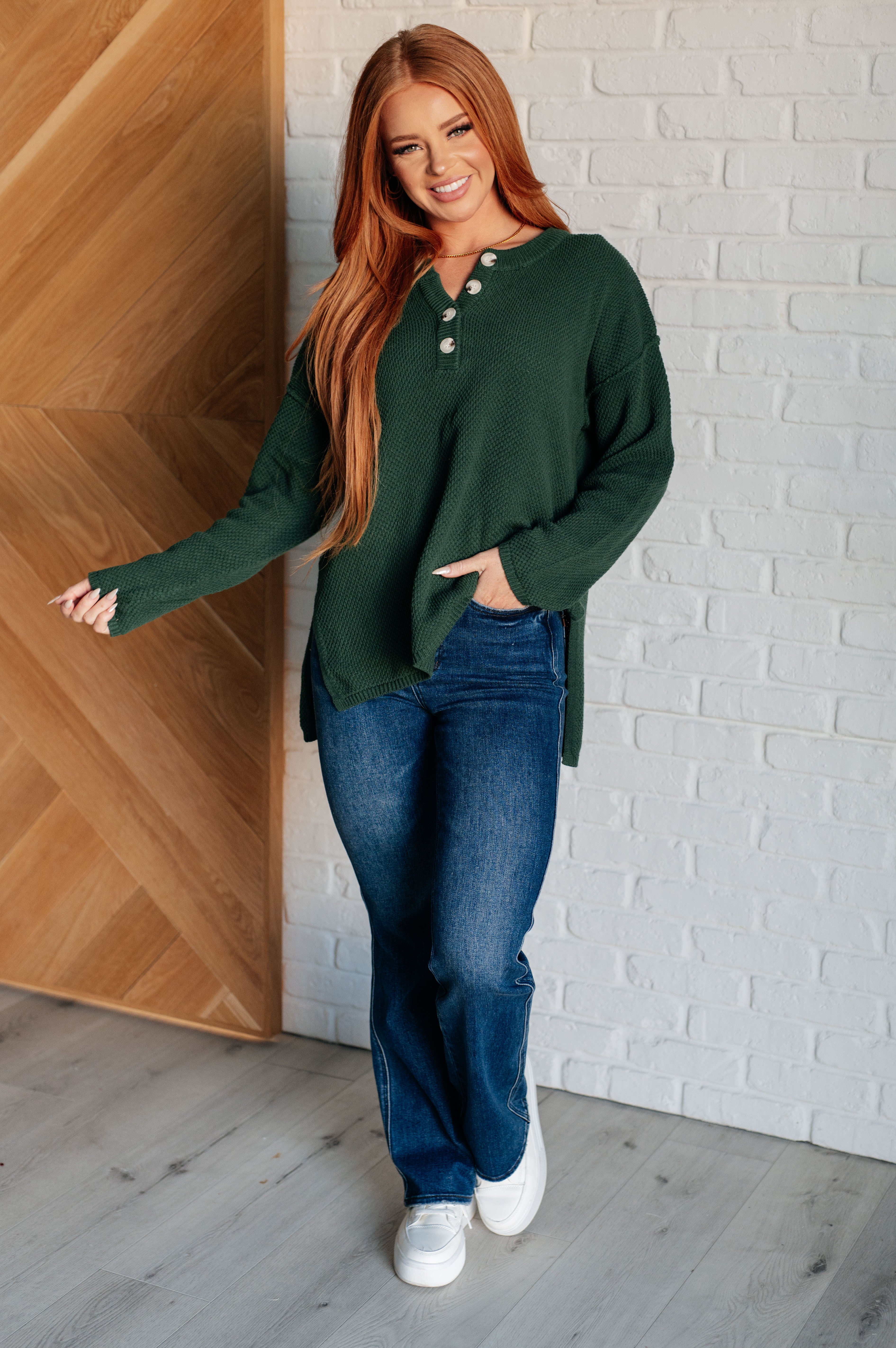 Good Afternoon Henley Sweater - Charming Charlie