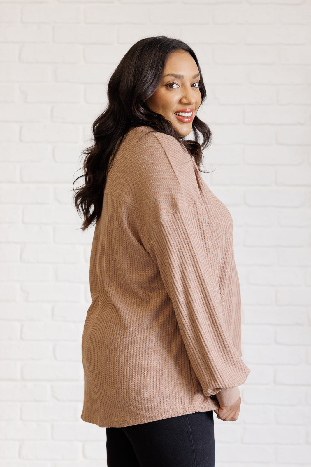 Good Things Are Coming V-Neck Top in Coffee - Charming Charlie