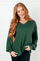 Good Things Are Coming V-Neck Top in Green - Charming Charlie