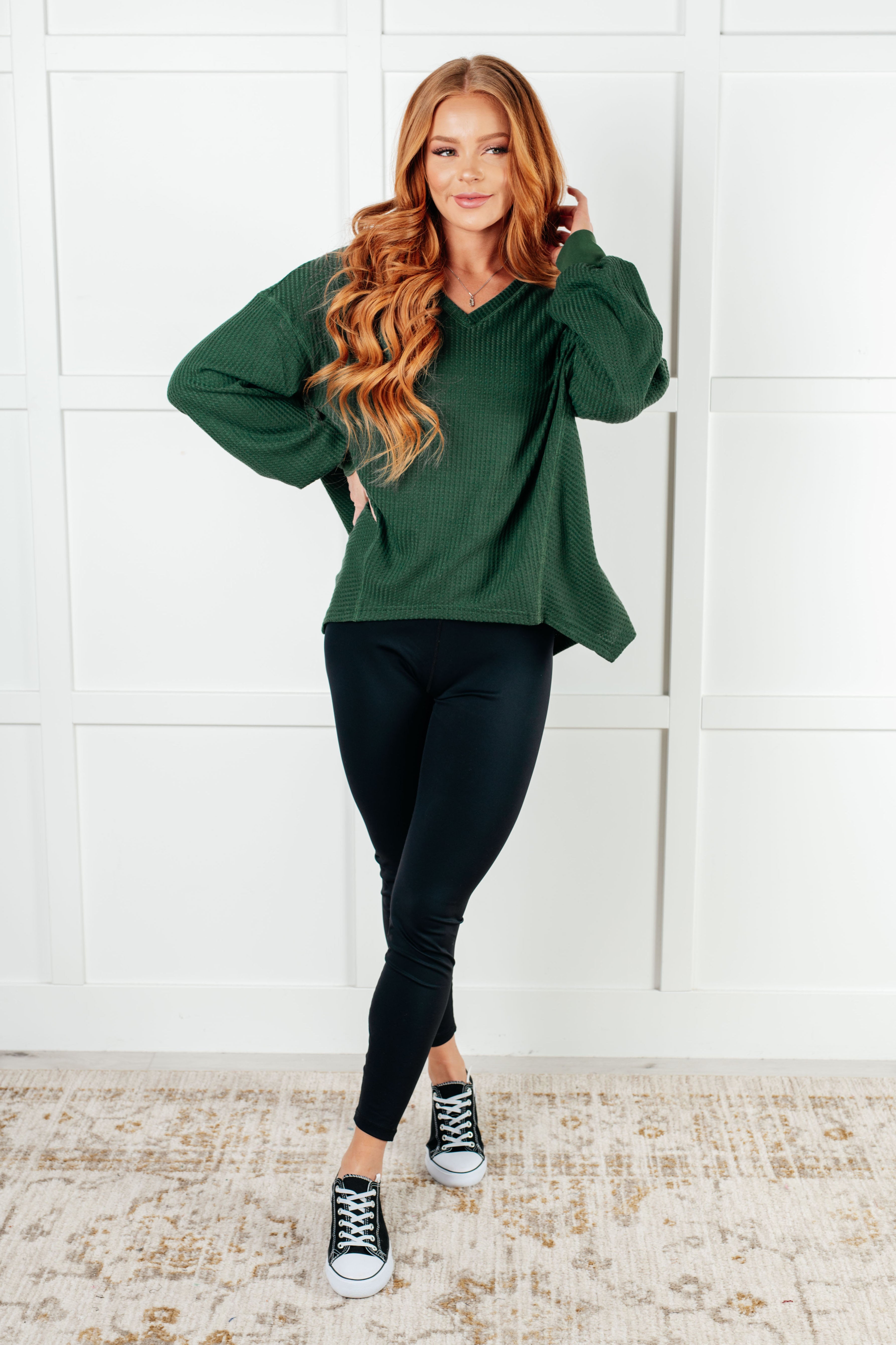 Good Things Are Coming V-Neck Top in Green - Charming Charlie
