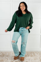 Good Things Are Coming V-Neck Top in Green - Charming Charlie
