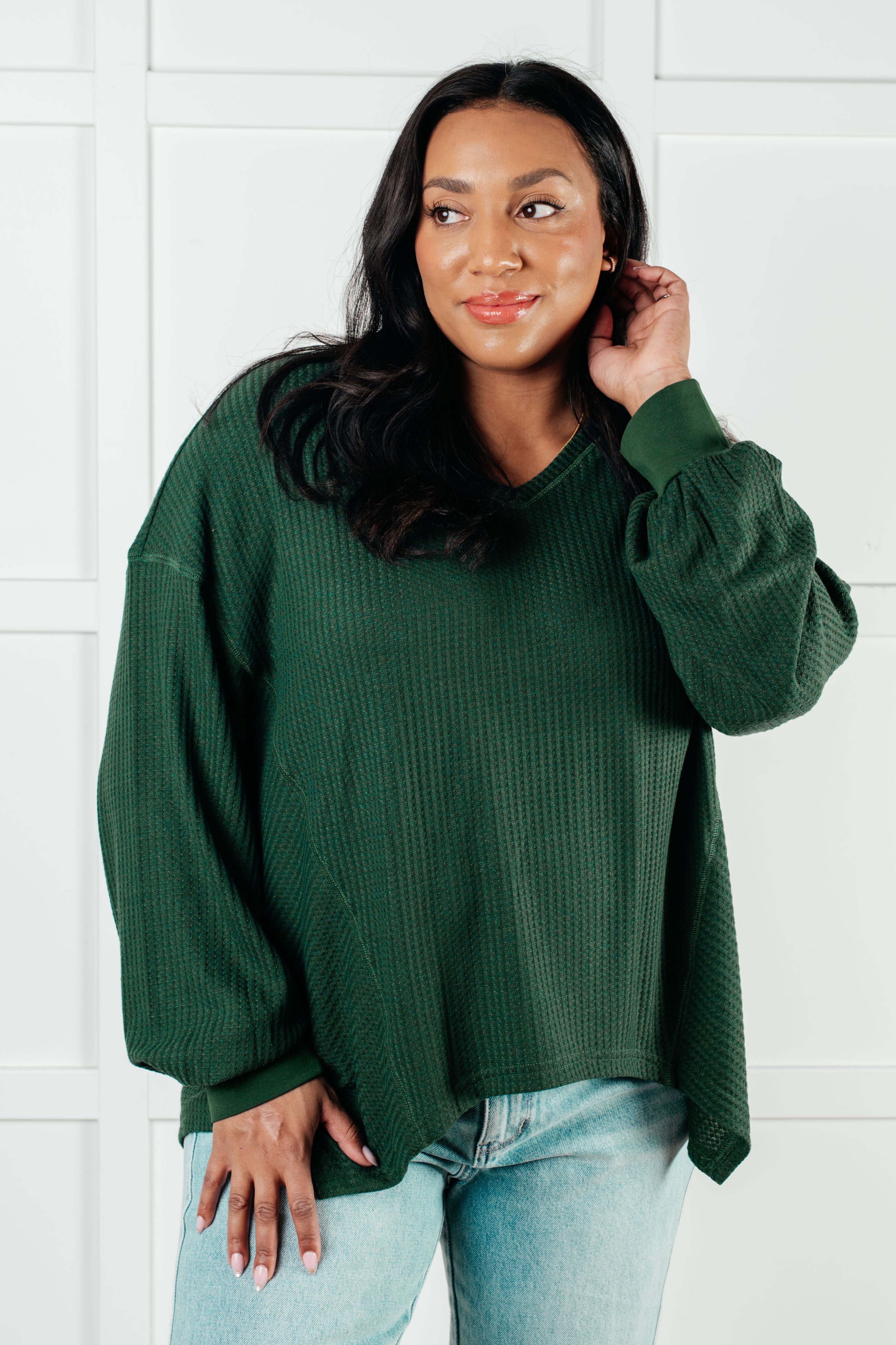 Good Things Are Coming V-Neck Top in Green - Charming Charlie