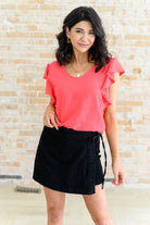 Got Me Cornered V Neck Ruffle Sleeve Top - Charming Charlie
