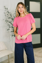 Grace & Virtue Balloon Sleeve Blouse in Fuchsia - Charming Charlie