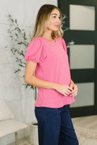 Grace & Virtue Balloon Sleeve Blouse in Fuchsia - Charming Charlie