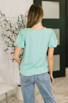 Grace & Virtue Balloon Sleeve Blouse in Mint - Charming Charlie