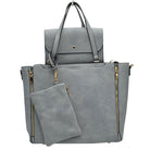 Gray 3 in 1 Side Zipper Women's Handbag set. Ideal for parties, events, holidays, pair these handbags with any ensemble for a polished look. Versatile enough for using straight through the week, perfect for carrying around all-day. Great Birthday Gift, Anniversary Gift, Mother's Day Gift, Graduation Gift, Valentine's Day Gift. Wear as a crossbody, shoulder bag, or hand carry for your favorite look. 
