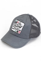 C.C BE YOURSELF Patch Criss-cross Pony Cap - Charming Charlie