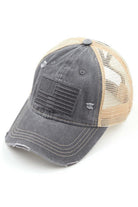 Grey C.C U.S.A EMBROIDERY American Flag PONYCAP features premium quality materials and intricate embroidery of the American flag, perfect for proudly representing your country. The cap's design is stylish and versatile, making it suitable for various occasions. Show your patriotism with pride and style.