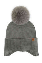 Gray Stay cozy and chic with our C.C Earflap Pom Knit Solid Beanie! This adorable beanie features ear flaps and a playful pom-pom, adding a touch of fun to your winter wardrobe. Whether you're hitting the slopes or strolling in the city, this beanie is a must-have accessory. Perfect for gifting or treating yourself—elevate your look with this stylish beanie today!
