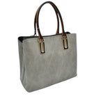 Gray Solid Faux Leather Tote Bag Shoulder Bag, is perfect for the modern woman. Crafted with genuine faux leather, this stylish bag is durable, light, and spacious, and with adjustable straps, it is perfect for everyday use. Its sleek design will have you turning heads wherever you go.