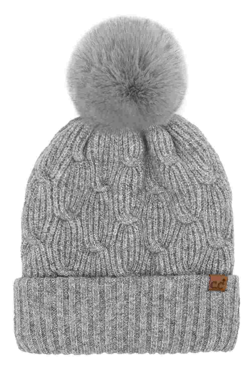 Gray Get ready to turn heads with the C.C Chain Link Knitted Pom Beanie! This cozy-chic accessory boasts a trendy chain link knit design and a playful pom pom detail, adding a touch of fun to your winter ensemble. Whether you're hitting the slopes or sipping hot cocoa in the city, this beanie is the perfect blend of style and warmth. Elevate your winter look and treat yourself or a loved one today!
