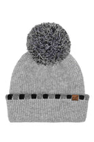 Gray Wrap yourself in cozy chic with the C.C Neutral Horizontal Stripe Pom Beanie. Its stylish cuffed design and charming pom detail add a playful touch to any outfit. Perfect for brisk days out or cozy nights in, this beanie is a must-have accessory for the modern woman on the go. Elevate your winter wardrobe or gift it to a fashion-forward friend. Stay warm, stay fabulous!