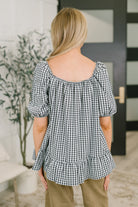 Great Gingham Square Neck Blouse - Charming Charlie