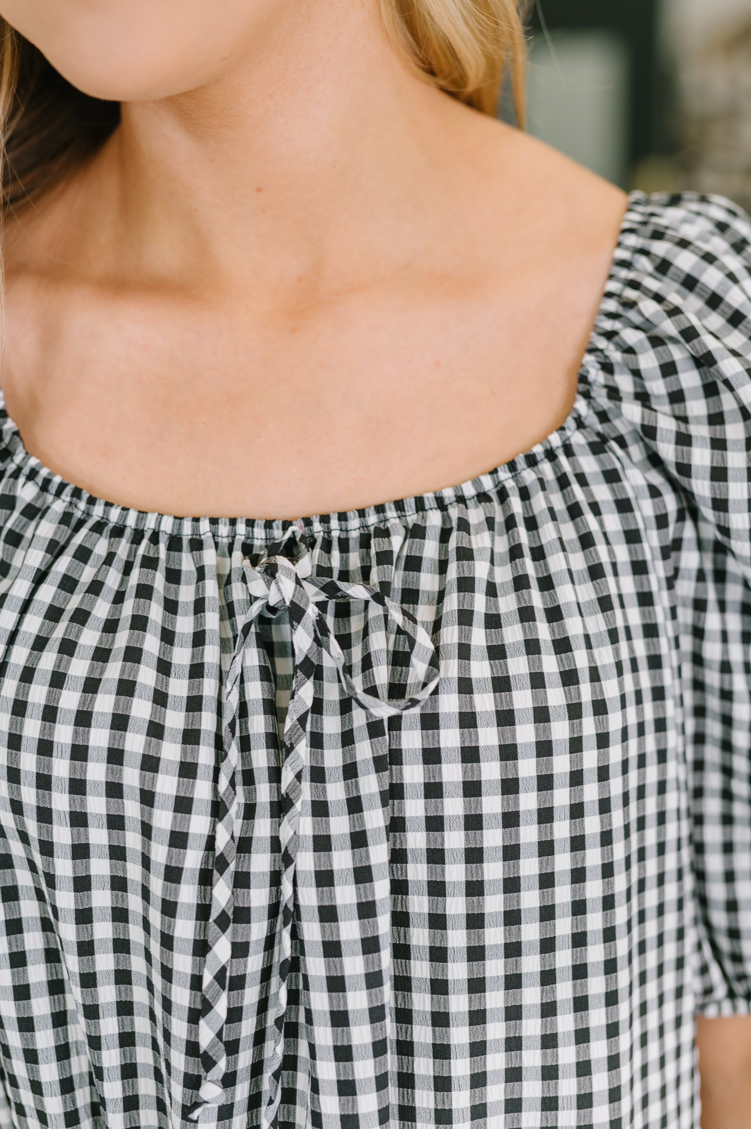 Great Gingham Square Neck Blouse - Charming Charlie