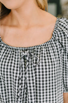 Great Gingham Square Neck Blouse - Charming Charlie