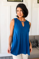 Greater than Great Keyhole Detail Tank in Teal - Charming Charlie