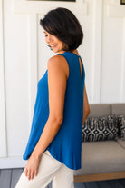 Greater than Great Keyhole Detail Tank in Teal - Charming Charlie