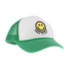 Green C.C TAKE IT EASY Smiley Face Trucker Cap is the perfect addition to your casual wardrobe. Made with durable materials, this cap offers a comfortable fit and features a fun smiley face design. Stay cool and stylish while protecting your face from the sun