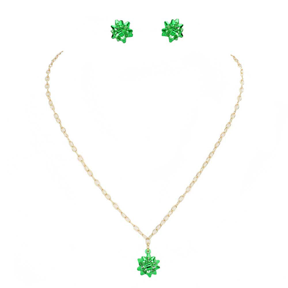 Green Christmas Gift Bow Necklace, get ready to receive appreciation with these beautiful bow Necklaces. Put on a pop of color to complete your ensemble. Beautifully crafted for adding just the right amount of shimmer & shine and a touch of class with trendiness to any occasion and even to special events. Perfect gift for Birthdays, anniversaries, Mother's Day, Valentine's Day, etc for your friends, family, and the person you love the most. Stay beautiful!