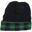 Green-Navy The Buffalo Check CC Beanie Tail combines classic style with practical warmth. Crafted from soft, durable fabric featuring a timeless buffalo check pattern, it provides cozy comfort for cooler days. Its loose, slouchy fit accommodates various hairstyles, making it perfect for everyday wear or outdoor activities in crisp weather. This beanie offers both functional protection from the cold and a versatile, stylish addition to any seasonal wardrobe.