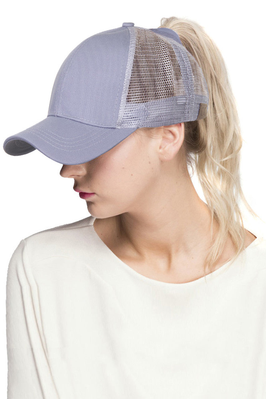 grey C.C BASEBALL PONYCAP is a stylish and versatile accessory for any outfit. With its durable material and adjustable fit, it offers long-lasting comfort and protection from the sun. Plus, its classic baseball cap design adds a touch of sporty sophistication. Perfect for any casual or active occasion.