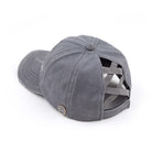 Grey C.C BASEBALL PONYCAP is the perfect accessory for any sports enthusiast. Made with high-quality materials, this cap offers both style and functionality. With its comfortable fit and sleek design, it will keep you looking and feeling cool while you support your favorite team. Upgrade your game day look with the C.C BASEBALL PONYCAP.