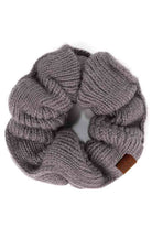 Grey  C.C. Soft Knit Scrunchies provide a stylish and comfortable way to keep your hair in place without causing damage. Made with soft knit material, they are gentle on your hair and perfect for everyday wear. Their scrunchy design also adds a trendy touch to your hairstyle