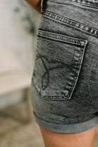 Greyson High Rise Button Fly Cuffed Shorts in Grey - Charming Charlie
