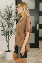 Growing Restless V-Neck Tee in Brown - Charming Charlie