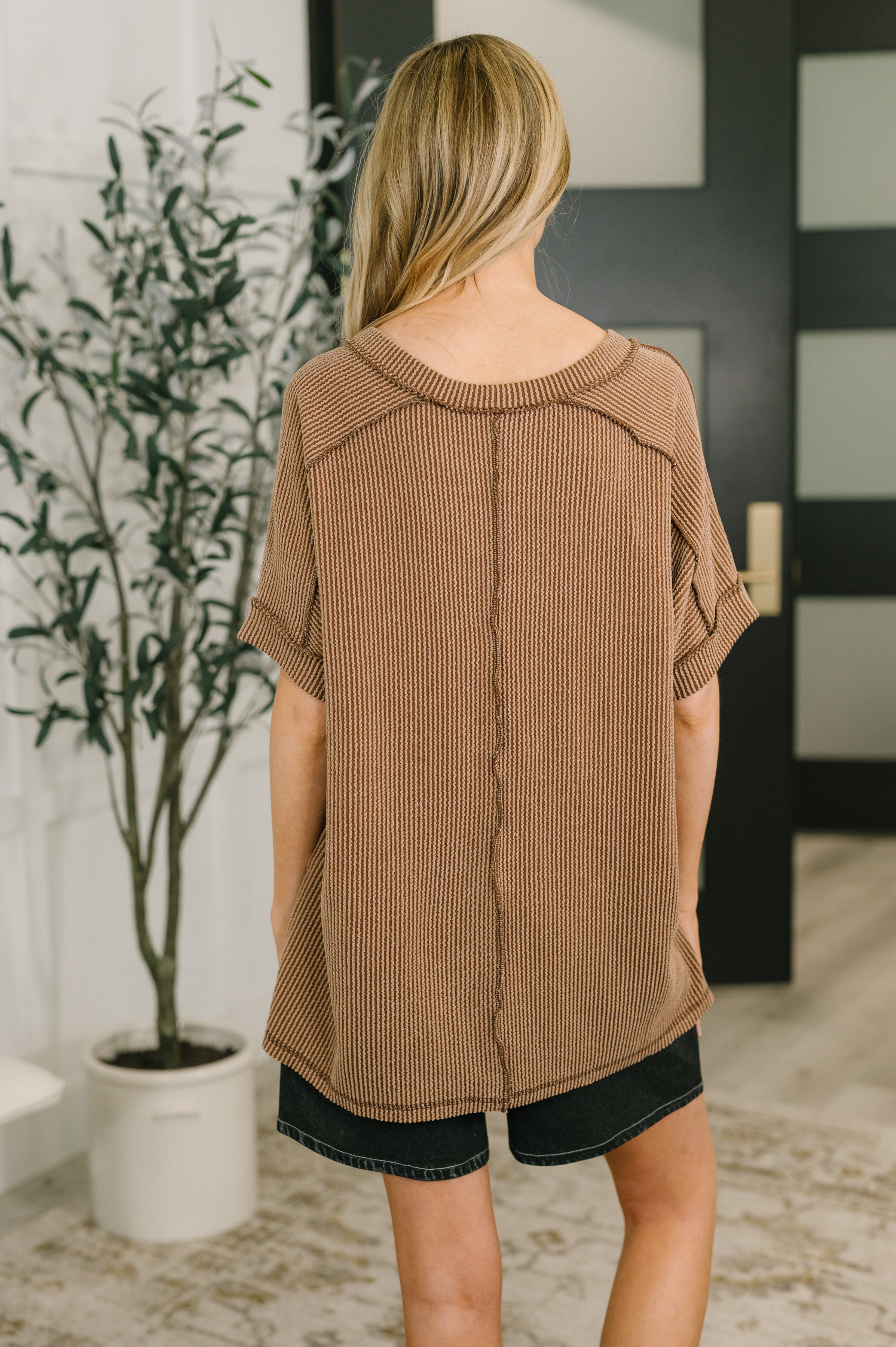 Growing Restless V-Neck Tee in Brown - Charming Charlie