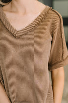 Growing Restless V-Neck Tee in Brown - Charming Charlie