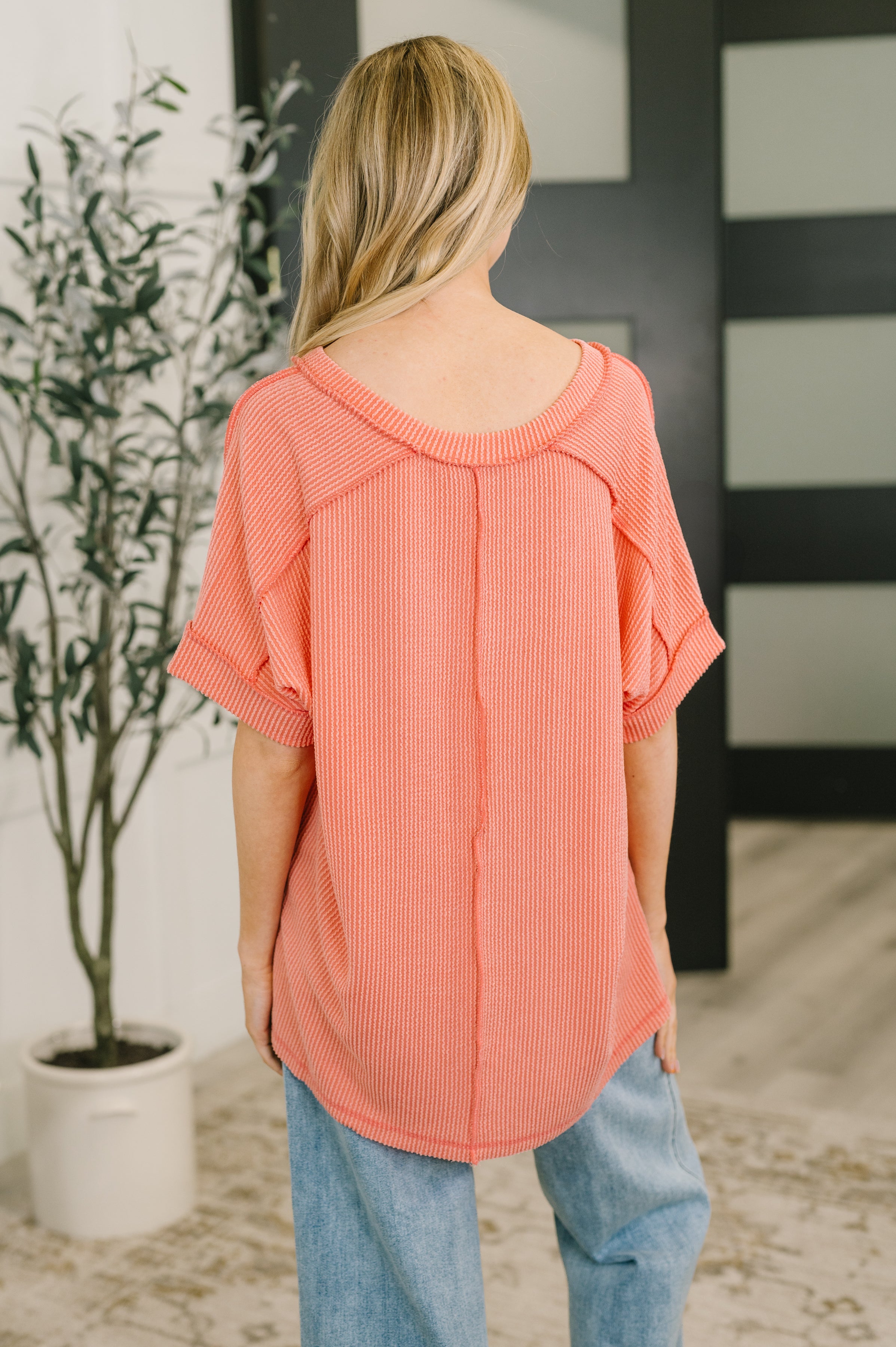 Growing Restless V-Neck Tee in Coral - Charming Charlie