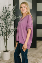 Growing Restless V-Neck Tee in Light Plum - Charming Charlie